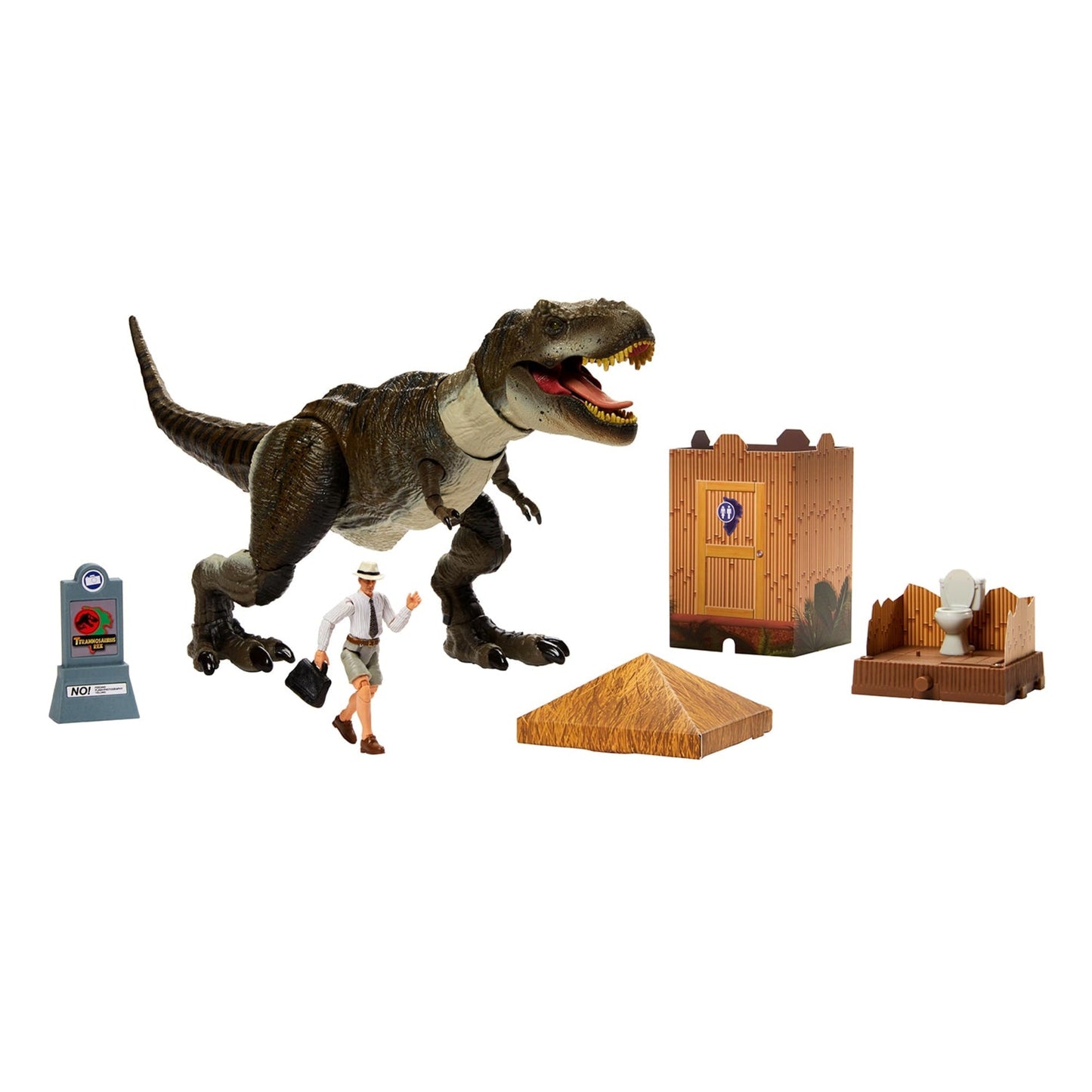 Jurassic World Hammond Collection Outhouse Chaos Set - Bộ Đồ Chơi Mô Hình Khủng Long T-Rex và Nhân Vật - Mattel - Hình ảnh chi tiết 2
