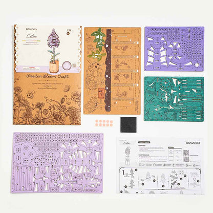 Rowood DIY Wooden Flower Lilac TW021 - Mô hình hoa gỗ lắp ráp - Rolife