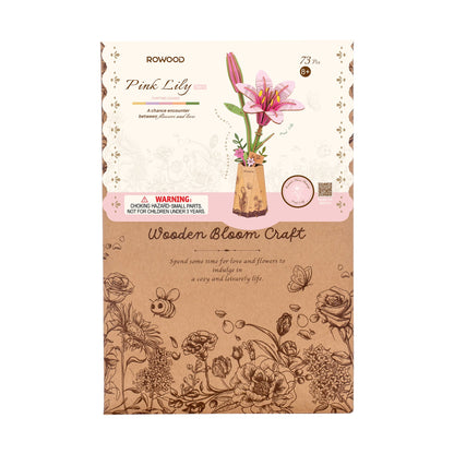 Rolife DIY Wooden Pink Lily Flower Kit TW071 - Mô hình lắp ráp hoa gỗ 3D - Rolife