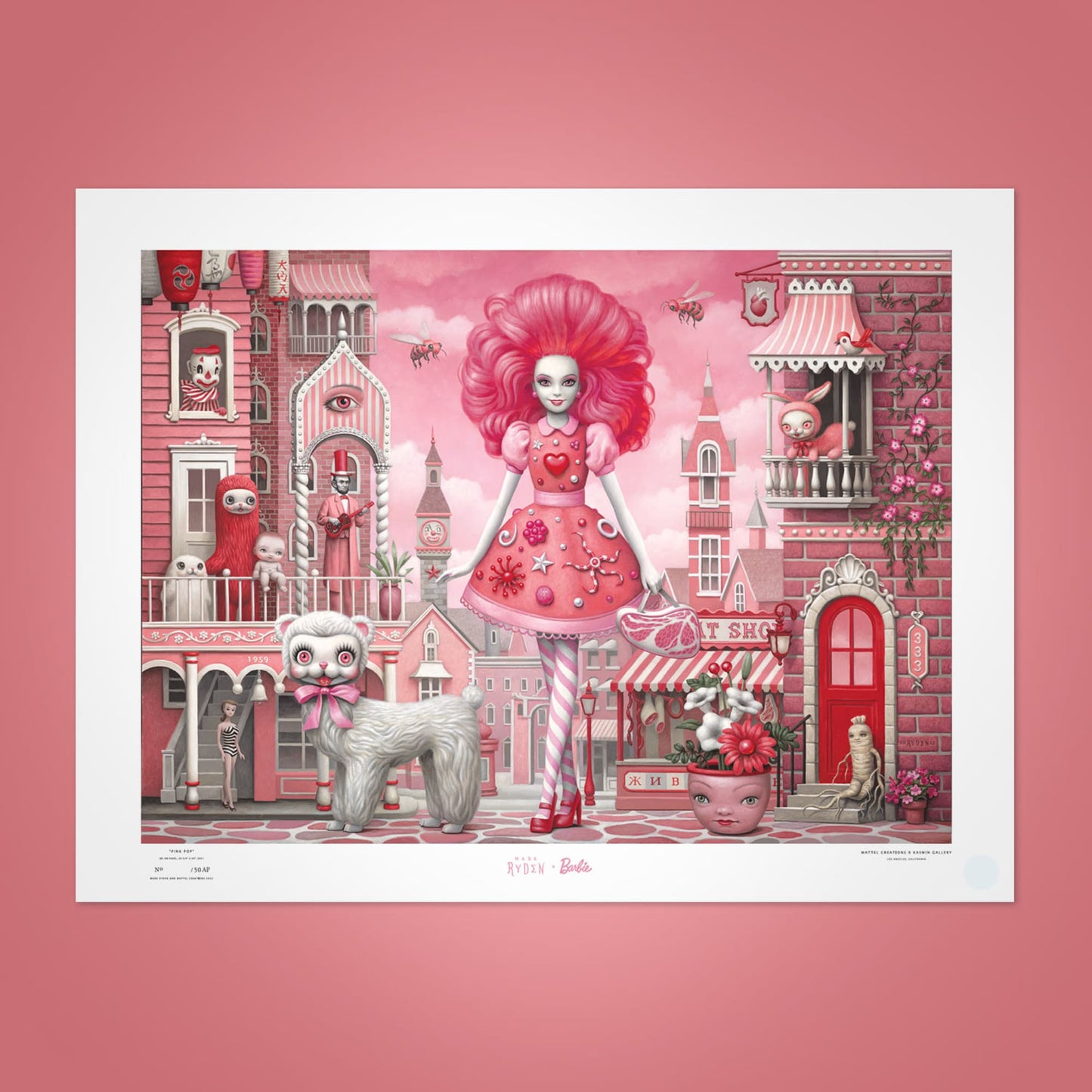Mark Ryden x Barbie Signed Pink Pop Art Print - Tranh Nghệ Thuật Có Chữ Ký - Mattel Creations - Hình ảnh sản phẩm