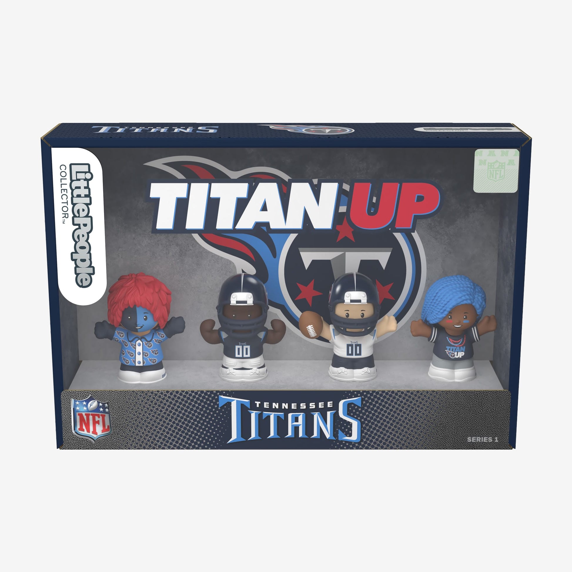 Little People Collector x NFL Tennessee Titans Set - Bộ 4 Mô Hình Nhân Vật Cầu Thủ & Cổ Động Viên Titans - Mattel Fisher-Pric