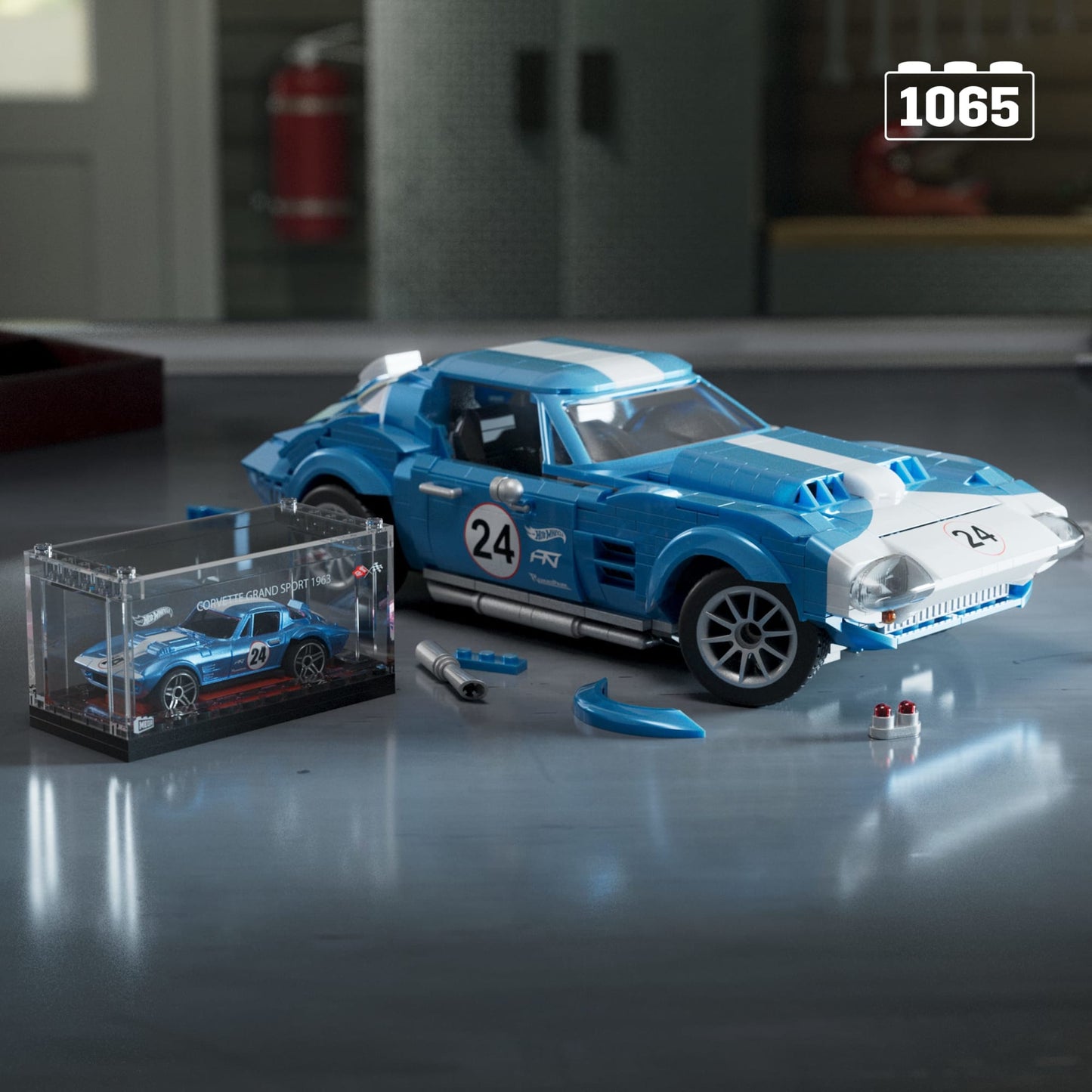 MEGA Hot Wheels '63 Corvette Grand Sport Race Car Building Kit - Bộ Lắp Ráp Xe Đua Mô Hình Mattel - Góc nhìn khác 3