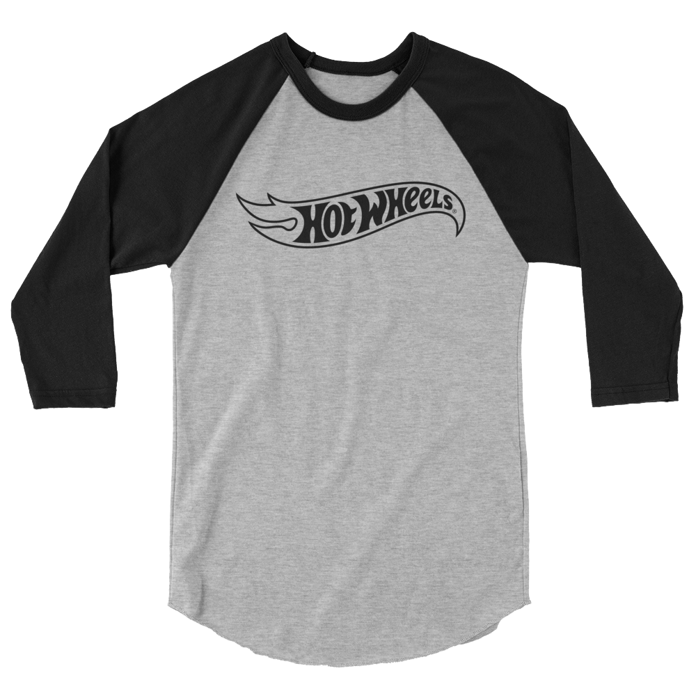 Hot Wheels Outline Logo 3/4 Sleeve Grey and Black Raglan Shirt - Áo Raglan Tay Lỡ Mattel Creations - Hình ảnh sản phẩm