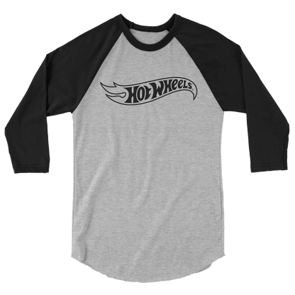 Hot Wheels Outline Logo 3/4 Sleeve Grey and Black Raglan Shirt - Áo Raglan Tay Lỡ Mattel Creations - Hình ảnh sản phẩm