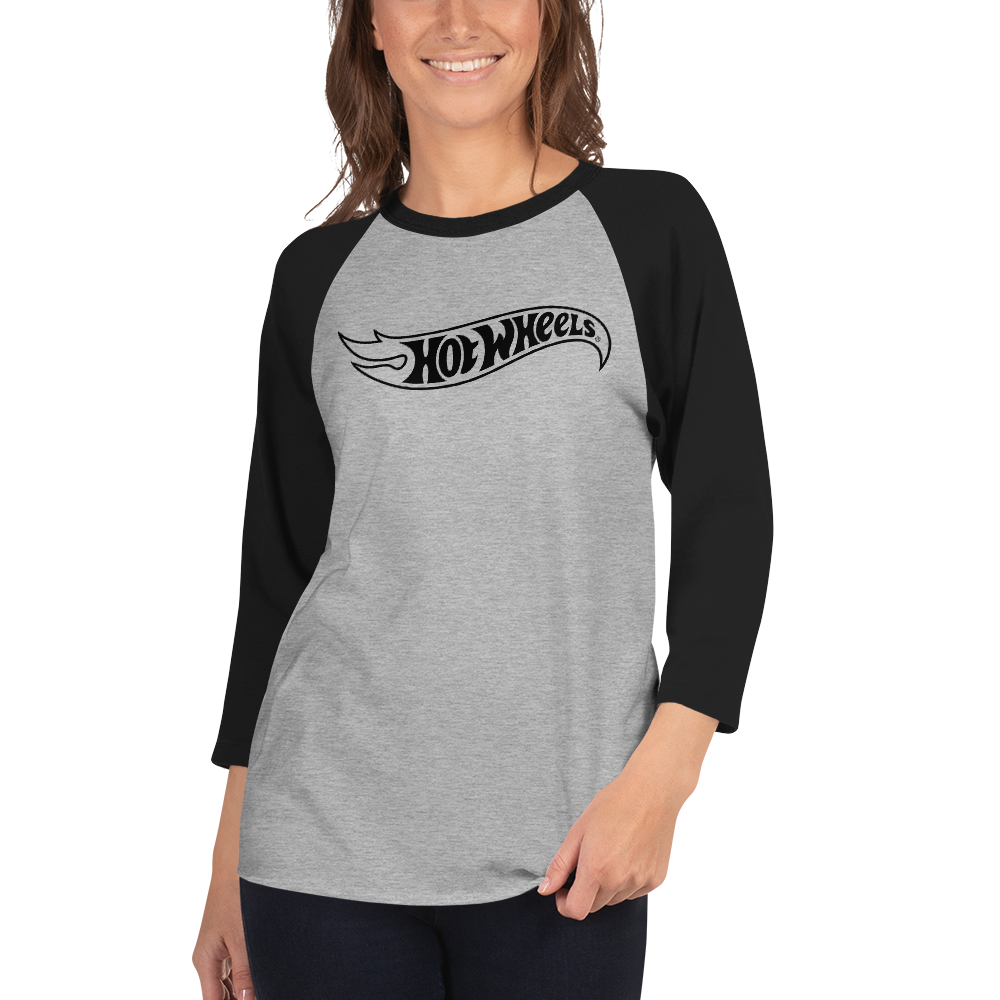 Hot Wheels Outline Logo 3/4 Sleeve Grey and Black Raglan Shirt - Áo Raglan Tay Lỡ Mattel Creations - Góc nhìn khác 3