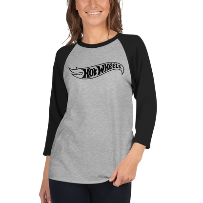 Hot Wheels Outline Logo 3/4 Sleeve Grey and Black Raglan Shirt - Áo Raglan Tay Lỡ Mattel Creations - Góc nhìn khác 3