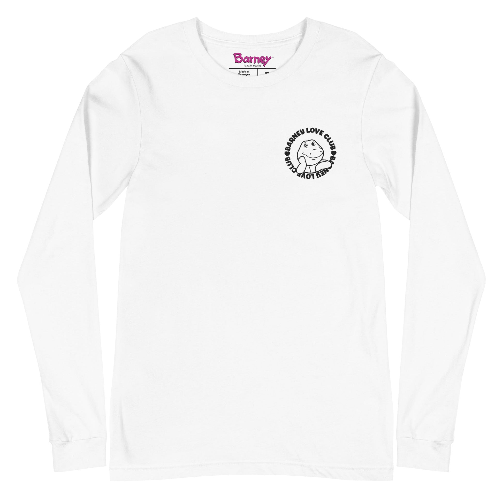 Barney Embroidered Love Club Long Sleeve T-Shirt - Áo Thun Dài Tay Unisex Thêu Cao Cấp - Mattel Creations - Hình ảnh sản phẩm