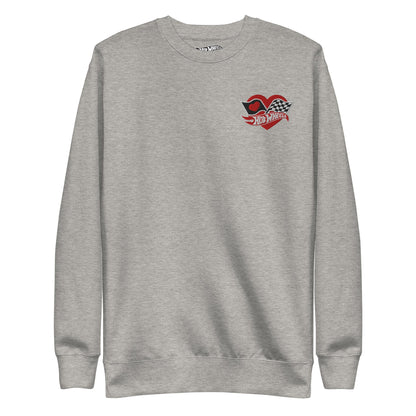 Hot Wheels Checkered Hearts Embroidered Grey Sweatshirt
