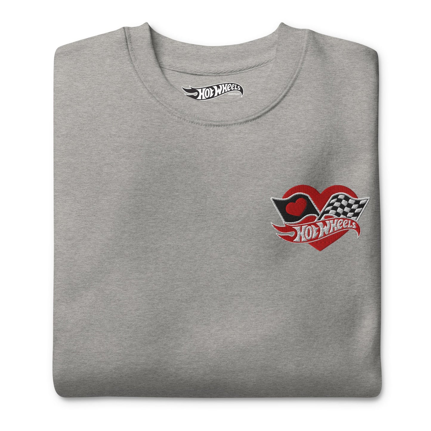 Hot Wheels Checkered Hearts Embroidered Grey Sweatshirt