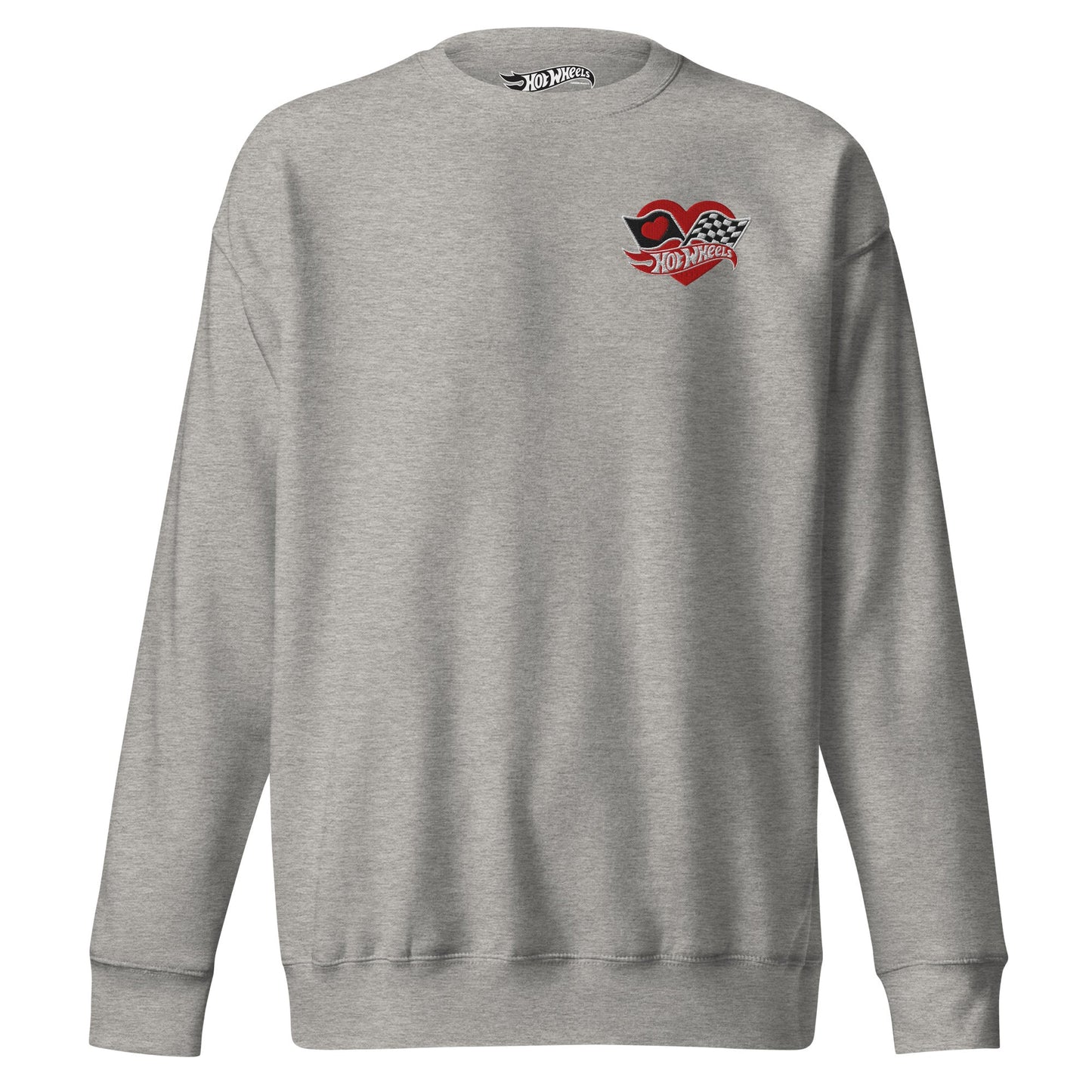 Hot Wheels Checkered Hearts Embroidered Grey Sweatshirt