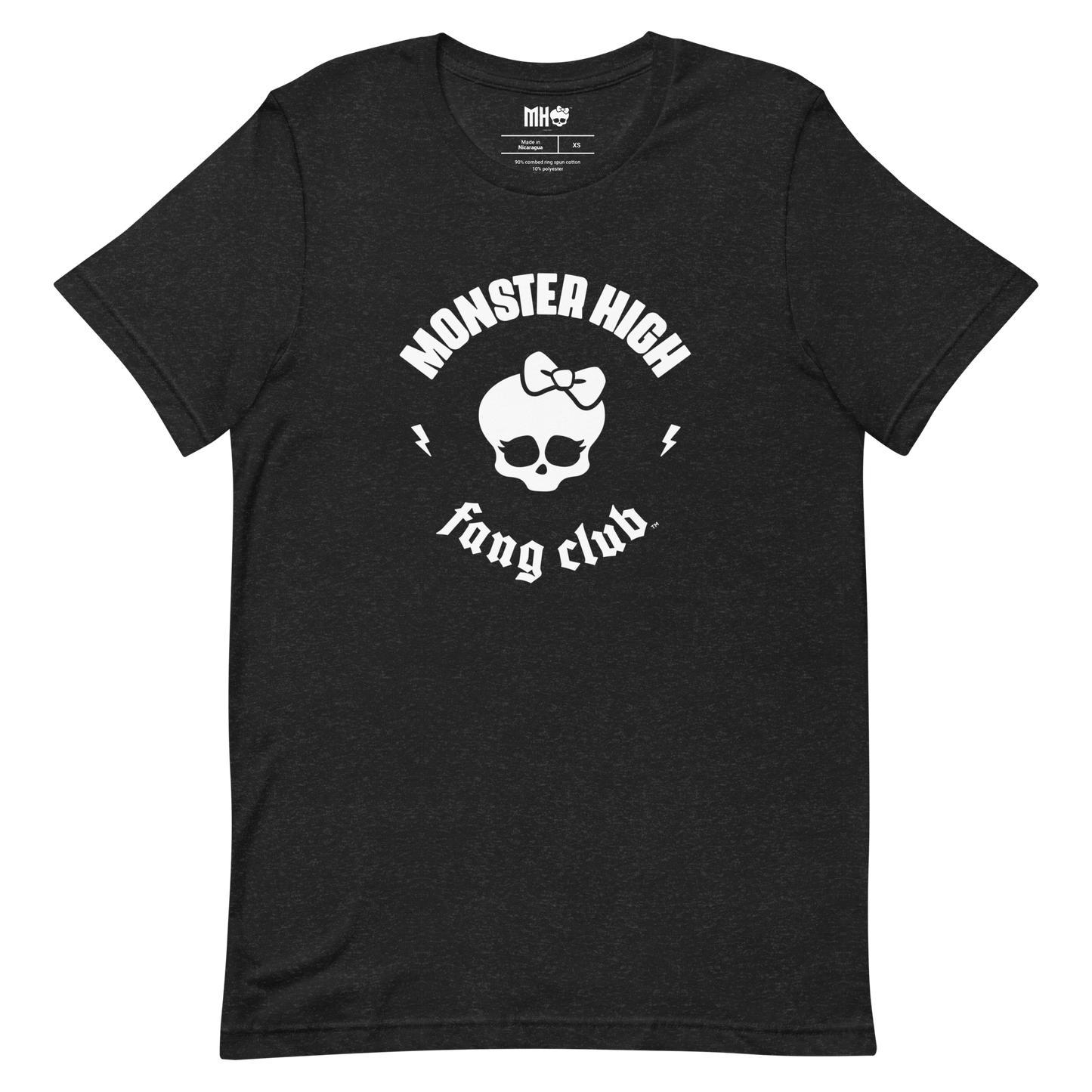Monster High Fang Club Short Sleeve T-Shirt in Black Heather - Áo thun thời trang Unisex - Mattel Creations - Hình ảnh sản phẩm