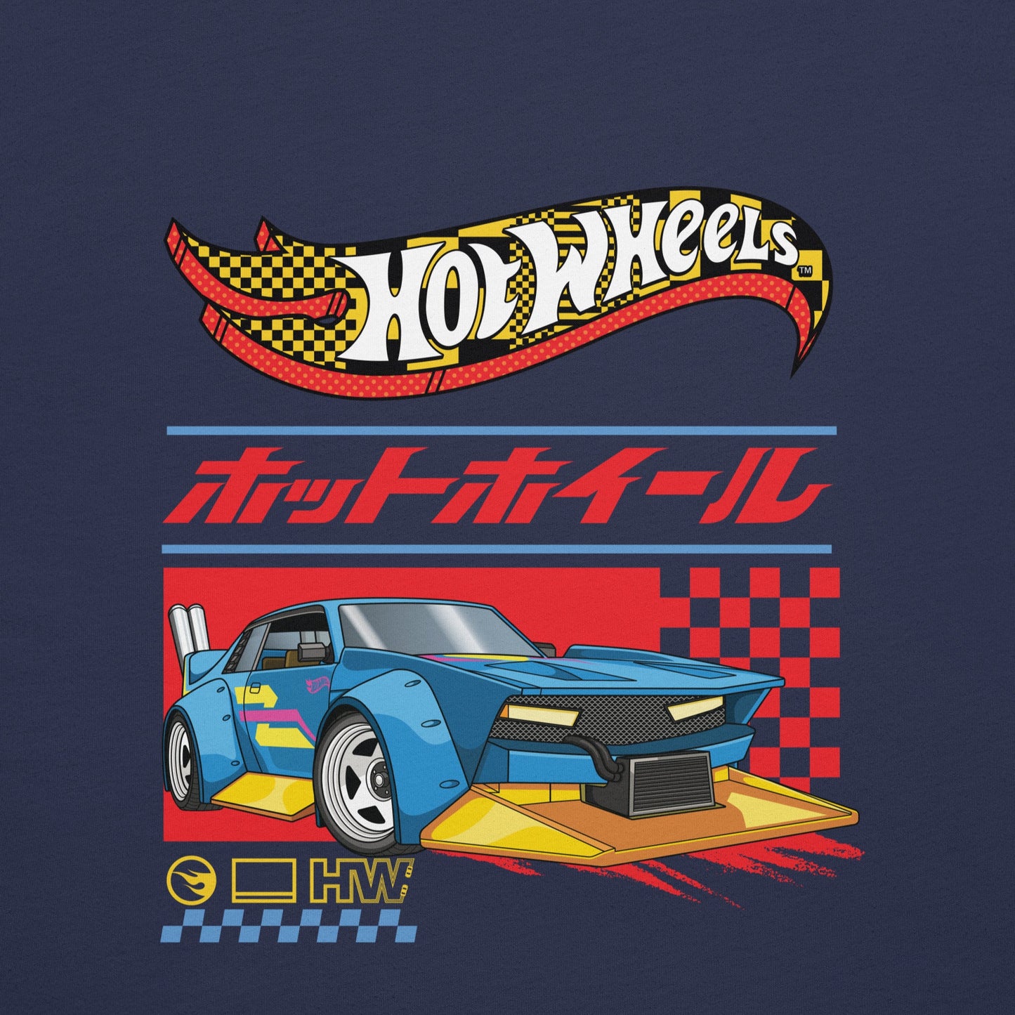 Hot Wheels in Kanji Navy T-Shirt