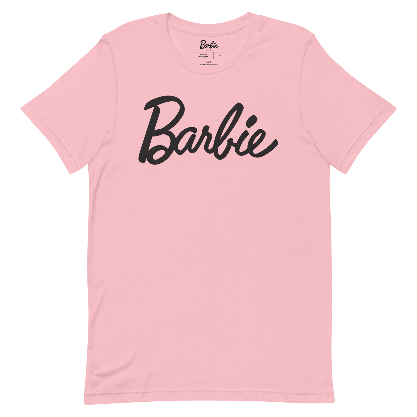 Barbie Script Logo Unisex Pink T-Shirt - Áo Thun Unisex Màu Hồng Barbie Signature - Hình ảnh sản phẩm