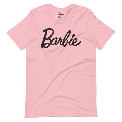 Barbie Script Logo Unisex Pink T-Shirt - Áo Thun Unisex Màu Hồng Barbie Signature - Hình ảnh chi tiết 2
