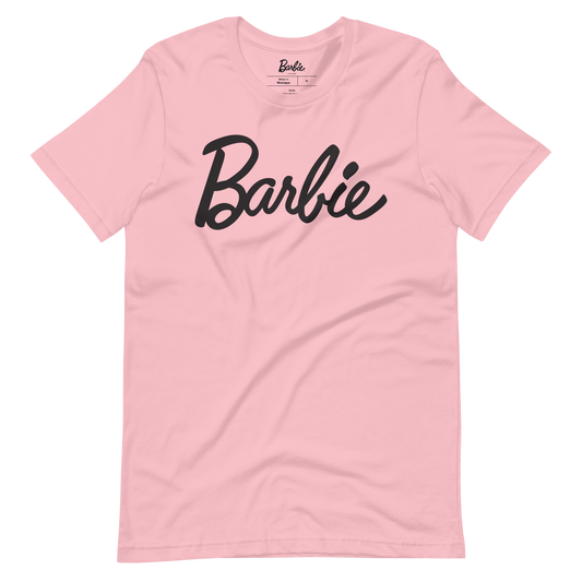 Barbie Script Logo Unisex Pink T-Shirt - Áo Thun Unisex Màu Hồng Barbie Signature - Hình ảnh chi tiết 2