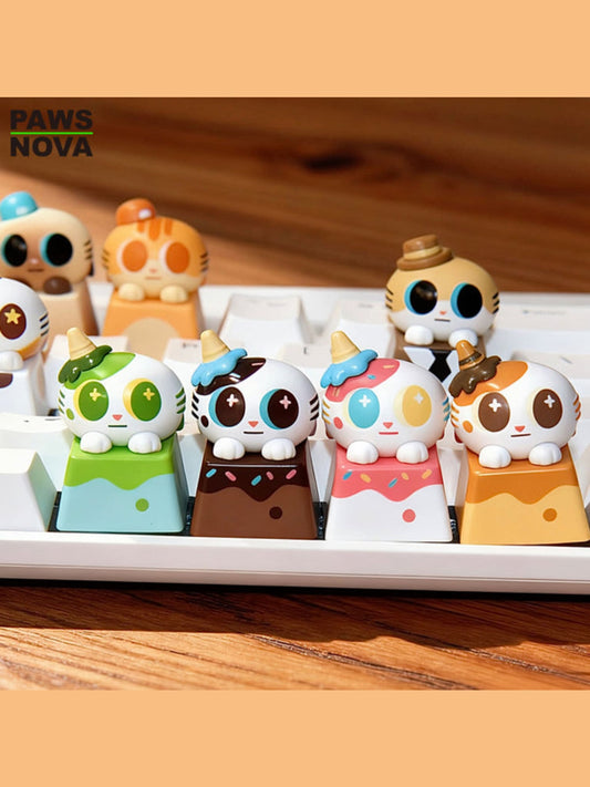 DOSHIICAT FINGERTIP MINIKEYCAP BLIND BOX - Mô hình Blind Box Keycap Mèo Trang Trí Bàn Phím Pop Art Workshop
