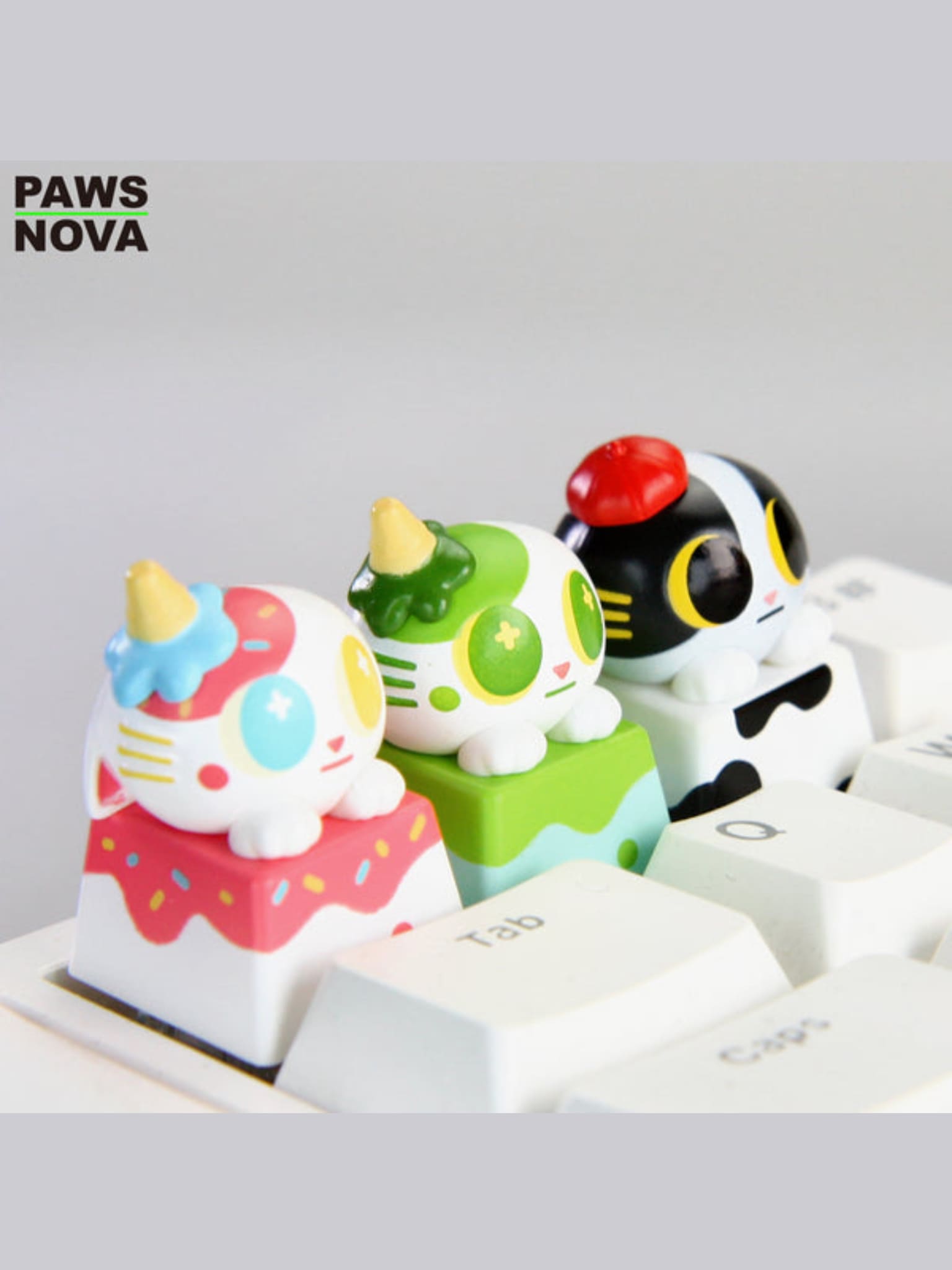 DOSHIICAT FINGERTIP MINIKEYCAP BLIND BOX - Mô hình Blind Box Keycap Mèo Trang Trí Bàn Phím Pop Art Workshop - Góc nhìn khác 3