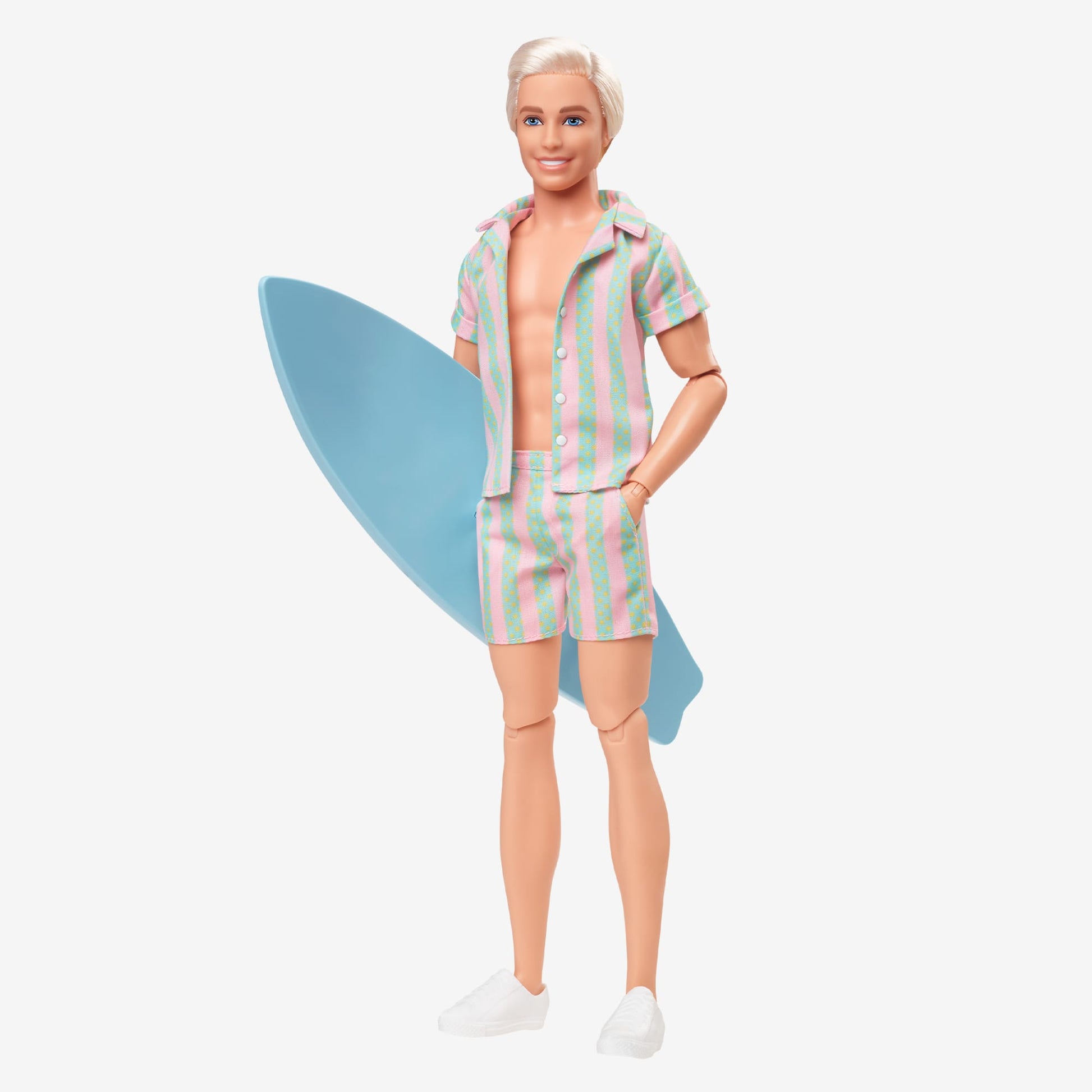 Ken Doll Wearing Pastel Striped Beach Matching Set – Barbie The Movie - Búp bê mô hình sưu tầm - Mattel HPJ97 - Hình ảnh sản phẩm