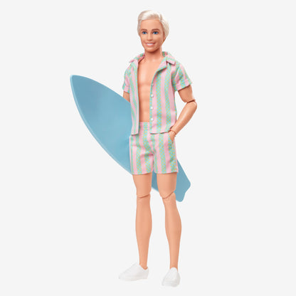 Ken Doll Wearing Pastel Striped Beach Matching Set – Barbie The Movie - Búp bê mô hình sưu tầm - Mattel HPJ97 - Hình ảnh sản phẩm