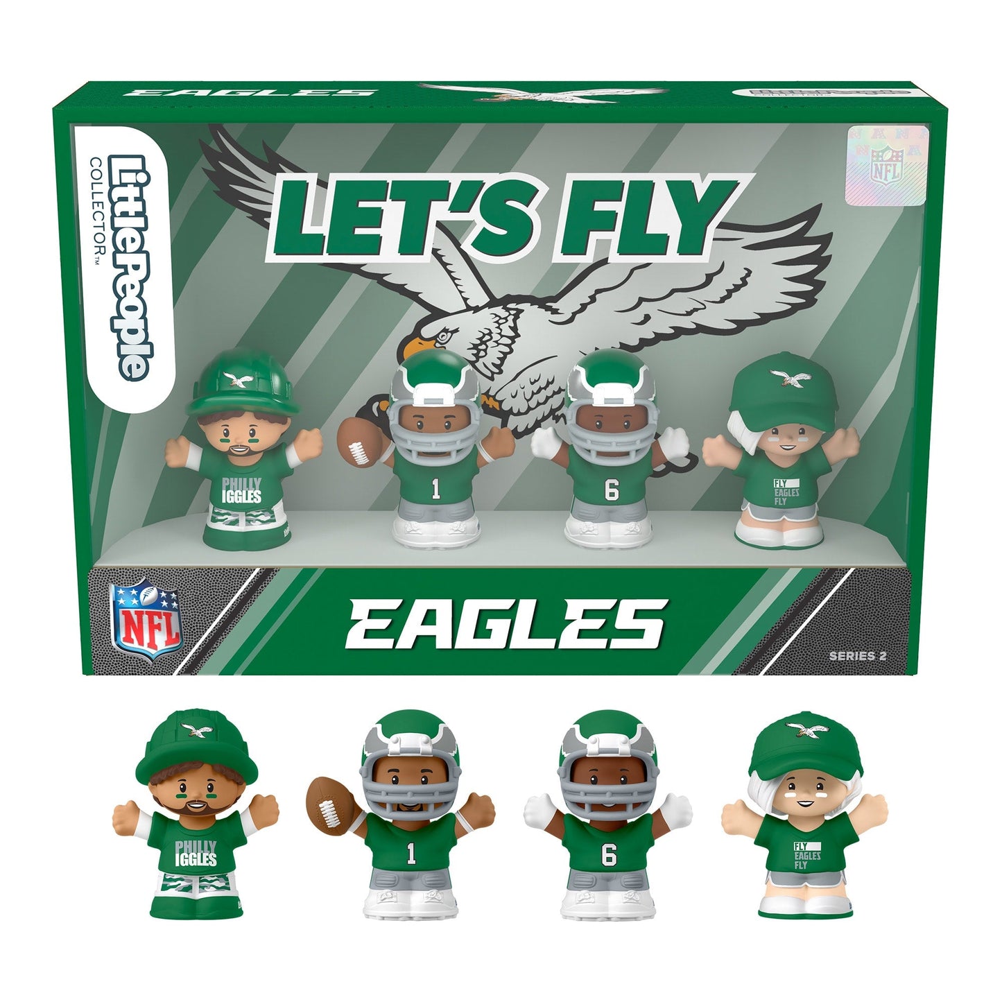 Little People Collector Philadelphia Eagles Alternate Jersey Figure Set - Bộ Mô Hình Cầu Thủ NFL Sưu Tầm - Mattel - Hình ảnh sản phẩm
