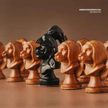 Bộ Cờ Vua: Triều Đại Chó - Cờ vua gỗ thủ công cao cấp - Miniwood Design