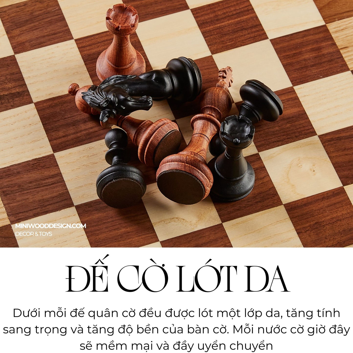 Cờ Vua Gỗ Signature - Bộ cờ vua cao cấp gỗ Walnut & Maple - Miniwood Design