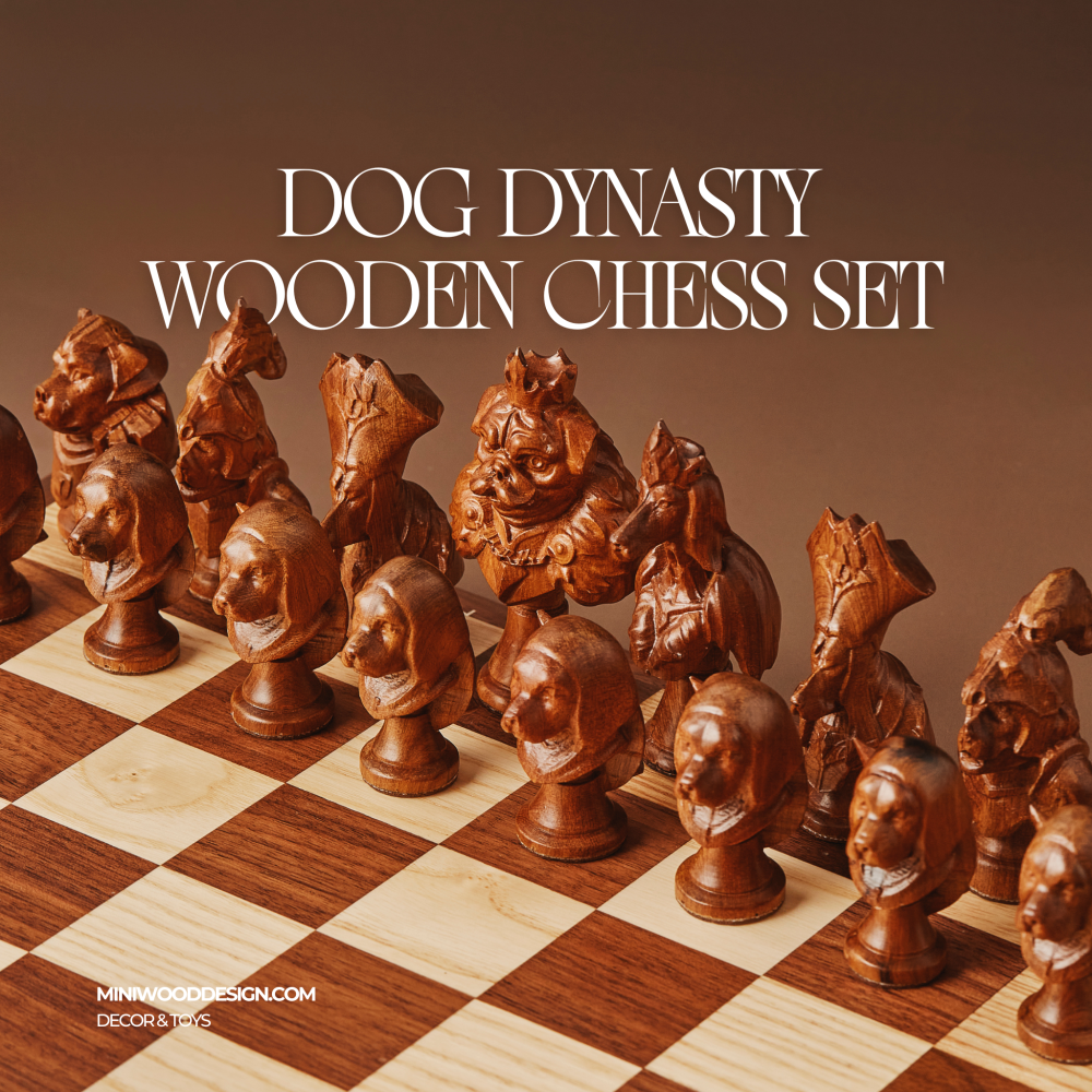 Bộ Cờ Vua: Triều Đại Chó - Cờ vua gỗ thủ công cao cấp - Miniwood Design