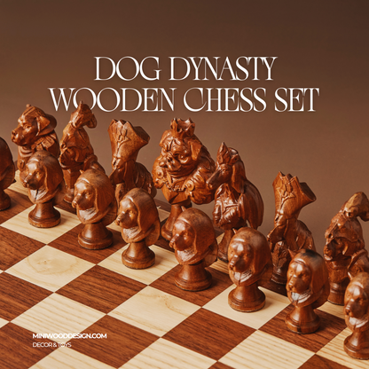 Bộ Cờ Vua: Triều Đại Chó - Cờ vua gỗ thủ công cao cấp - Miniwood Design
