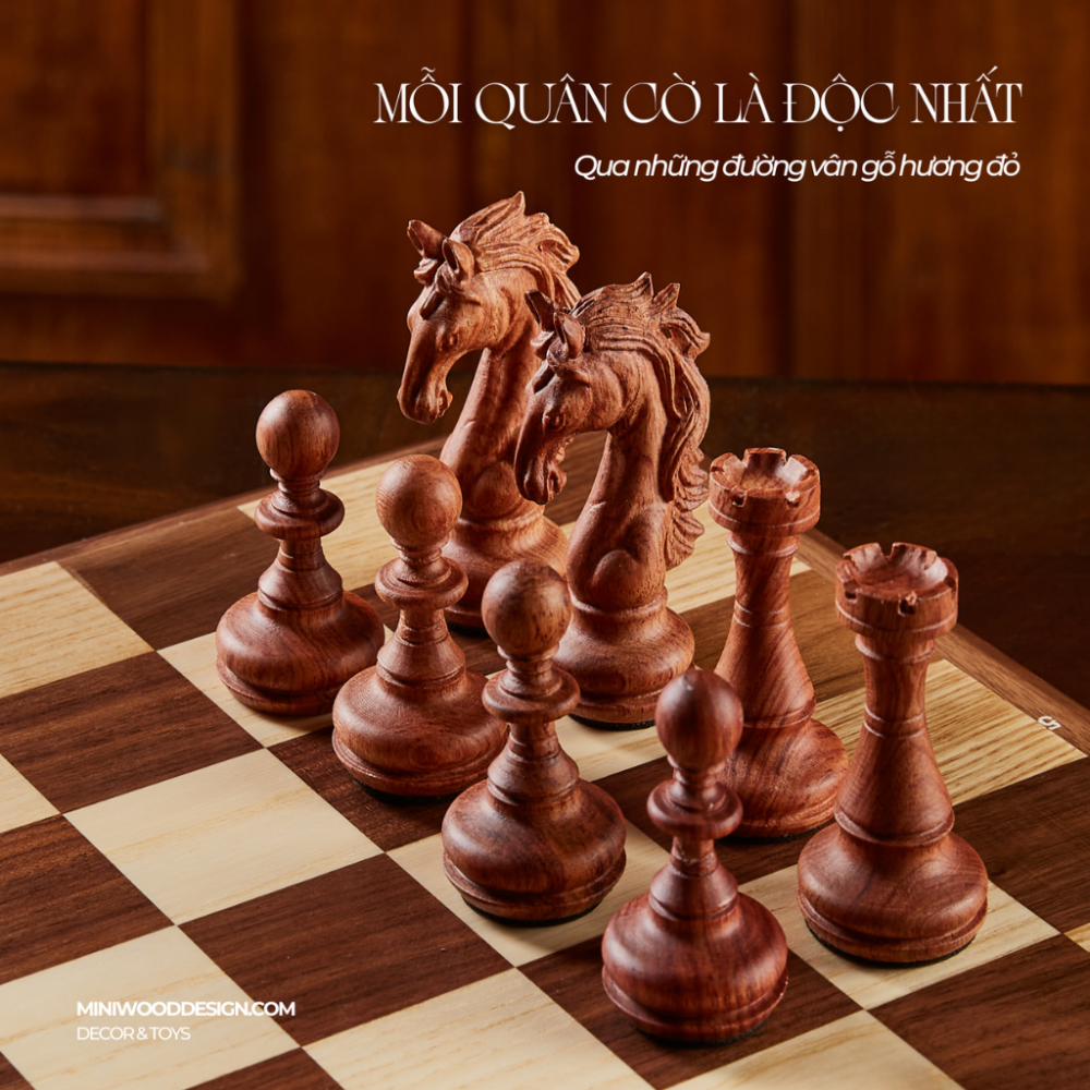 Cờ Vua Gỗ Signature - Bộ cờ vua cao cấp gỗ Walnut & Maple - Miniwood Design