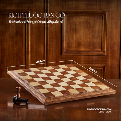 Cờ Vua Sừng Cao Cấp - Bàn cờ gỗ Walnut & Maple - Miniwood Design