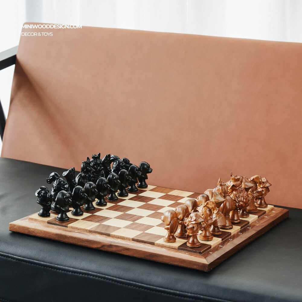 Bộ Cờ Vua: Triều Đại Chó - Cờ vua gỗ thủ công cao cấp - Miniwood Design