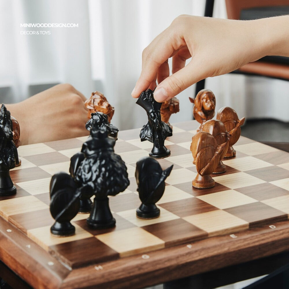 Bộ Cờ Vua: Triều Đại Chó - Cờ vua gỗ thủ công cao cấp - Miniwood Design