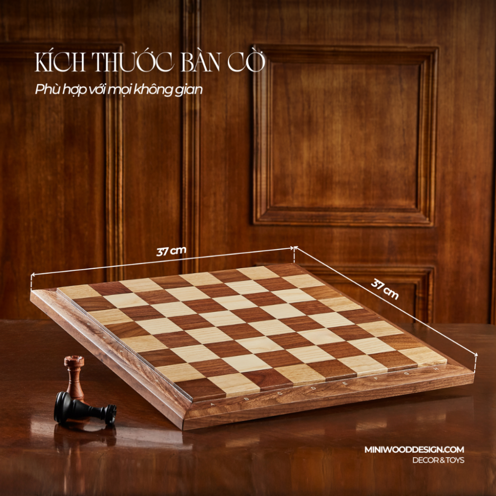 Cờ Vua Gỗ Signature - Bộ cờ vua cao cấp gỗ Walnut & Maple - Miniwood Design