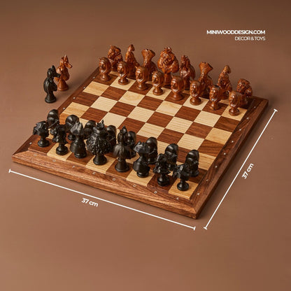 Bộ Cờ Vua: Triều Đại Chó - Cờ vua gỗ thủ công cao cấp - Miniwood Design