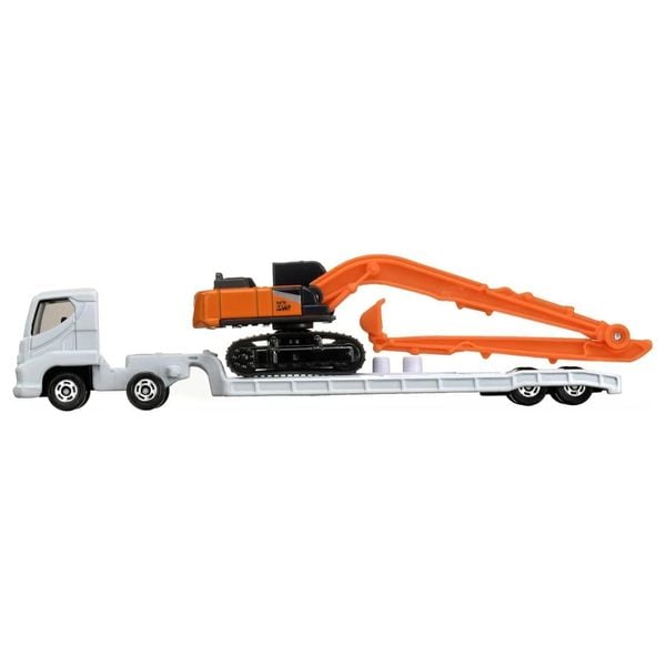 Tomica No. 143 Hitachi Construction Machinery Super Long Front Excavator ZX210-7 SLF and Transporter