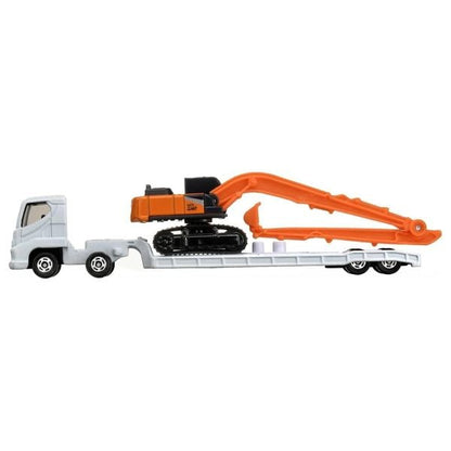 Tomica No. 143 Hitachi Construction Machinery Super Long Front Excavator ZX210-7 SLF and Transporter
