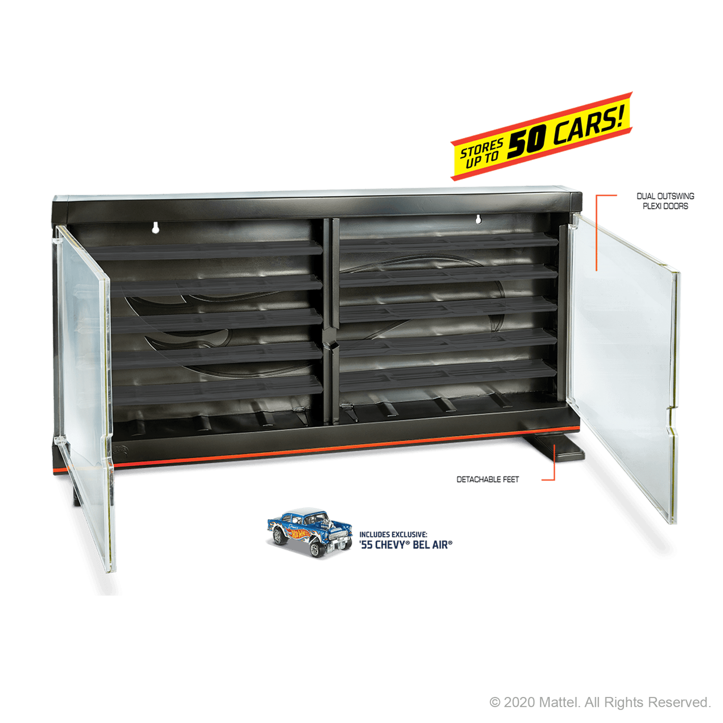 Hot Wheels Display Case - Kệ Trưng Bày 50 Xe Kèm Xe '55 Chevy Gasser - Mattel GND88 - Hình ảnh bổ sung 7