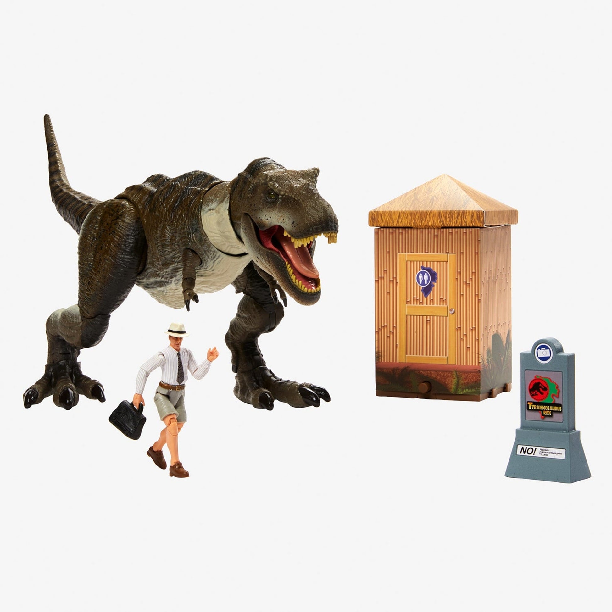 Jurassic World Hammond Collection Outhouse Chaos Set - Bộ Đồ Chơi Mô Hình Khủng Long T-Rex và Nhân Vật - Mattel - Hình ảnh sản phẩm