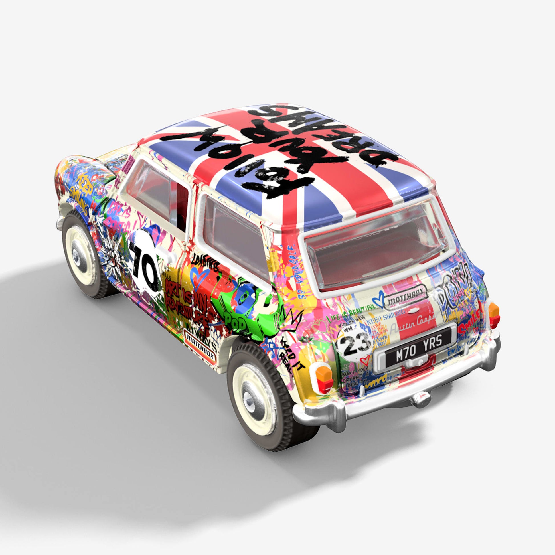 Matchbox x Mr Brainwash 1964 Austin Mini Cooper S Mô Hình Xe Die-cast Nghệ Thuật Matchbox - Góc nhìn khác 3