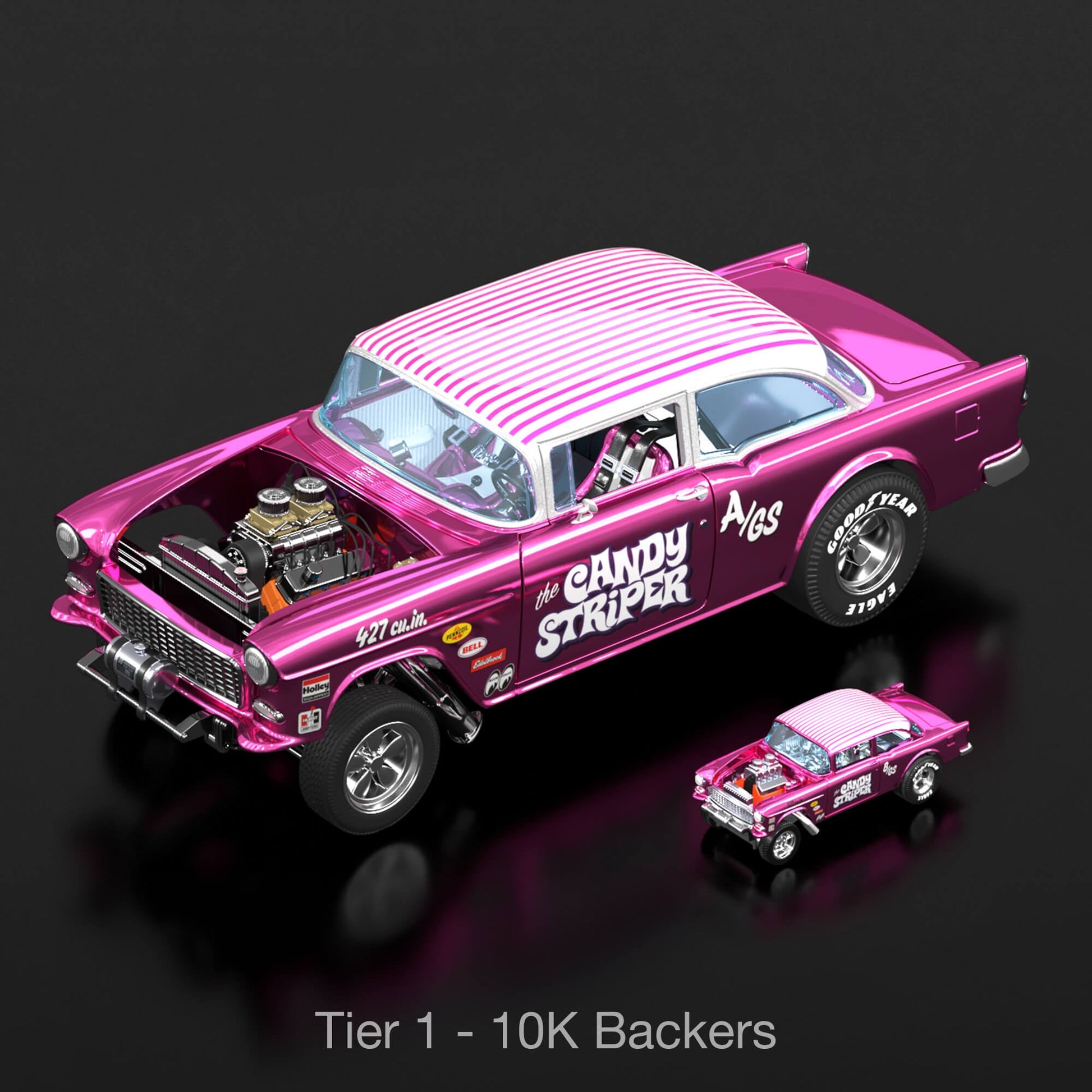 RLC Exclusive 1:18 Scale ‘55 Chevy Bel Air Gasser “Candy Striper” - Xe Mô Hình Tỉ Lệ 1:18 Cao Cấp Hot Wheels - Góc nhìn khác 3