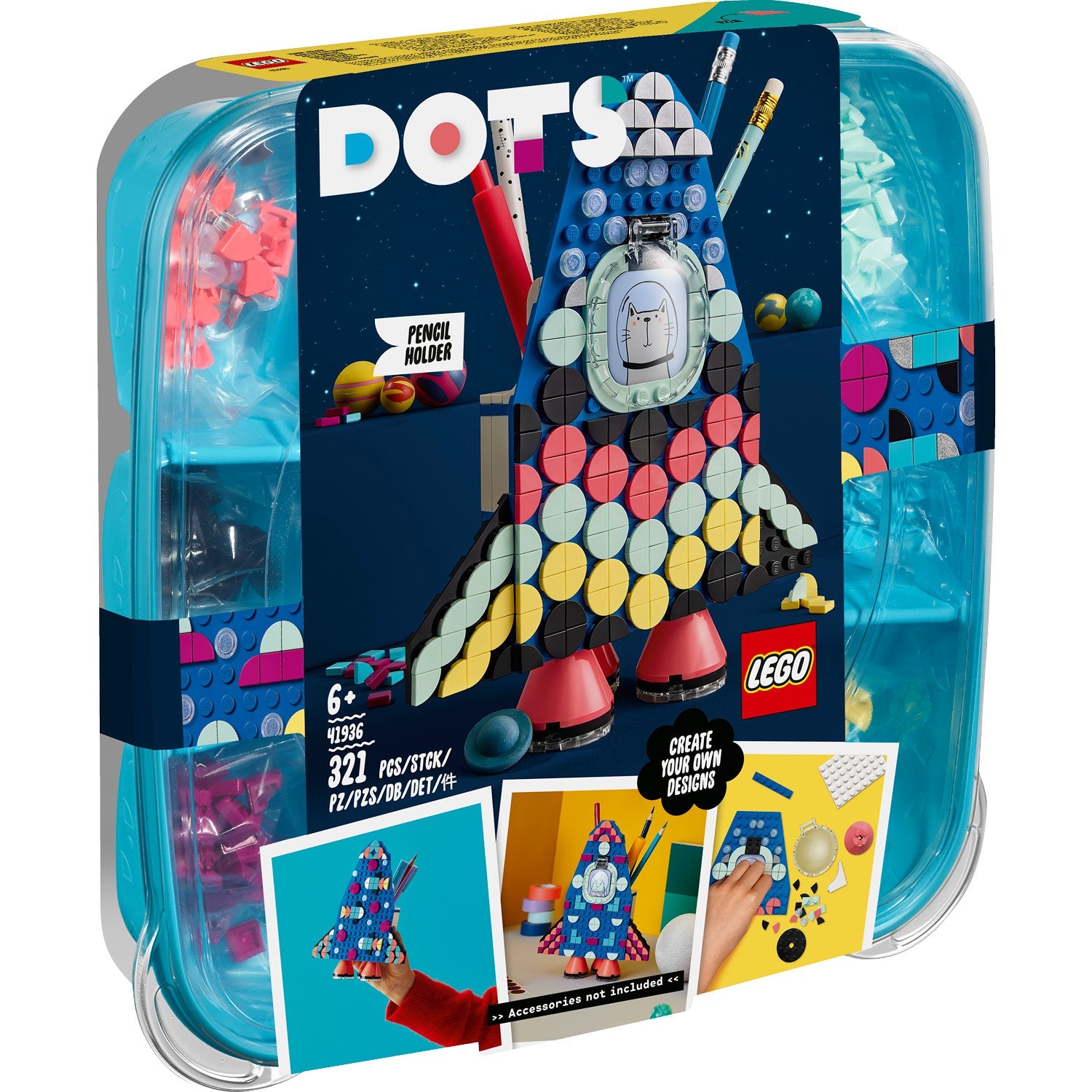 LEGO® DOTS™ Pencil Holder (41936) - Ống Cắm Bút Tên Lửa Sáng Tạo - LEGO - Hình ảnh chi tiết 2