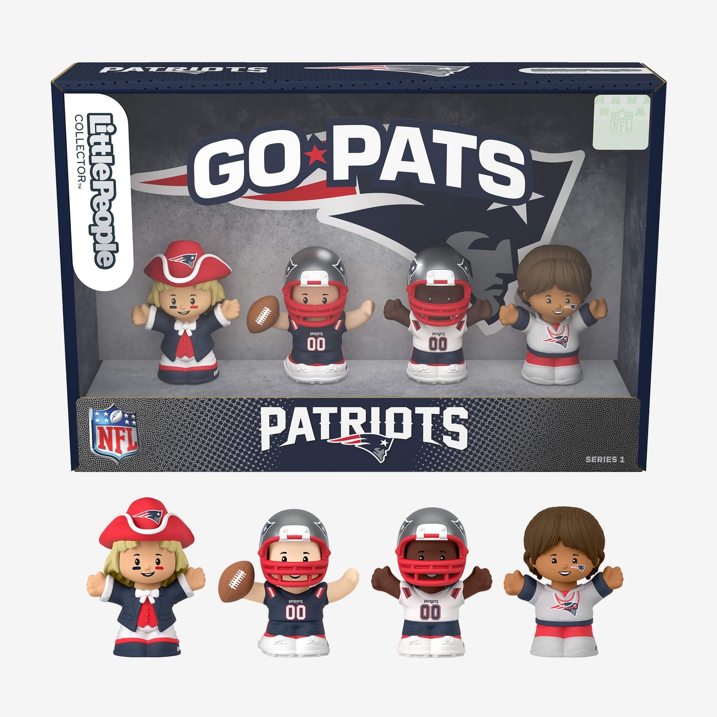 Little People Collector x NFL New England Patriots Set - Bộ Mô Hình Đồ Chơi Sưu Tầm NFL Mattel HND12 - Hình ảnh bổ sung 4