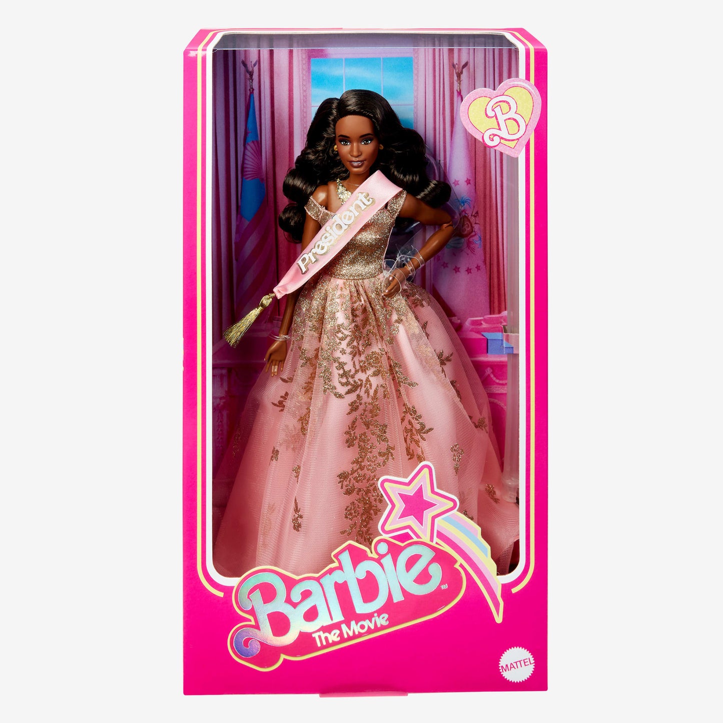 President Barbie in Pink and Gold Dress – Barbie The Movie Búp Bê Tổng Thống Sưu Tầm Mattel Signature - Hình ảnh bổ sung 9