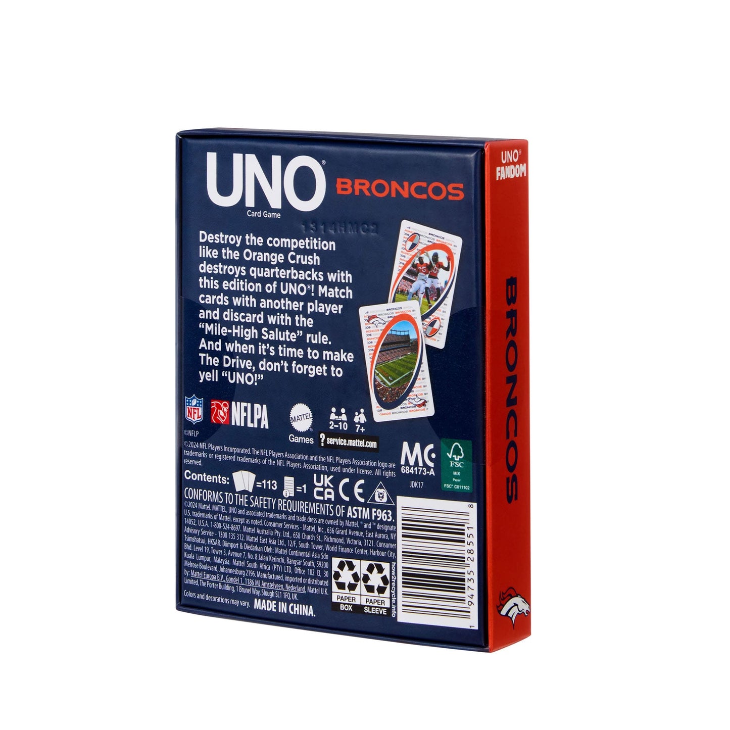 UNO Fandom NFL Denver Broncos Game Deck - Trò Chơi Thẻ Bài Bóng Bầu Dục - Mattel Mattel - ảnh 3 - Games