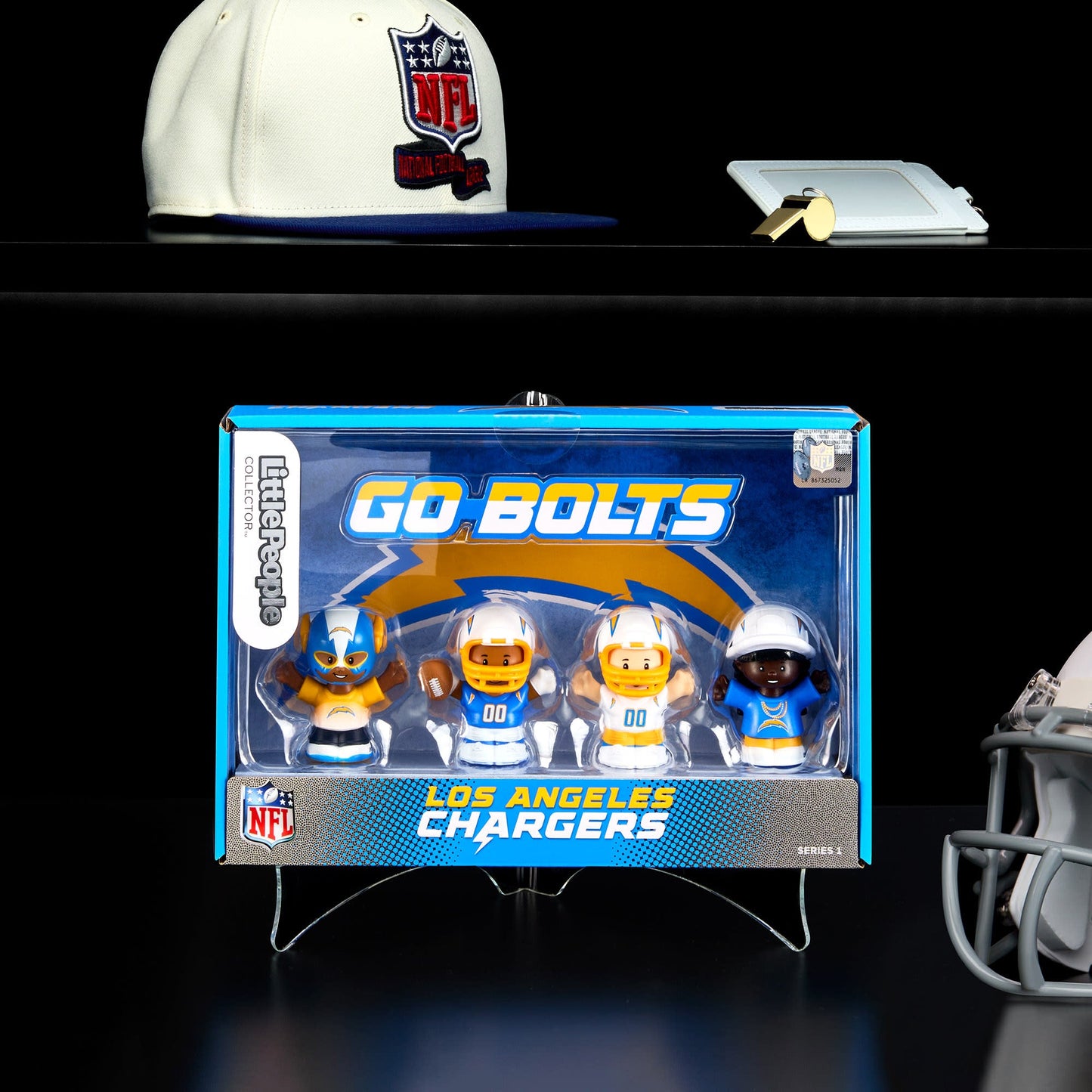 Little People Collector x NFL Los Angeles Chargers Set - Bộ Mô Hình Nhân Vật Thể Thao - Mattel HNJ53 - Hình ảnh sản phẩm