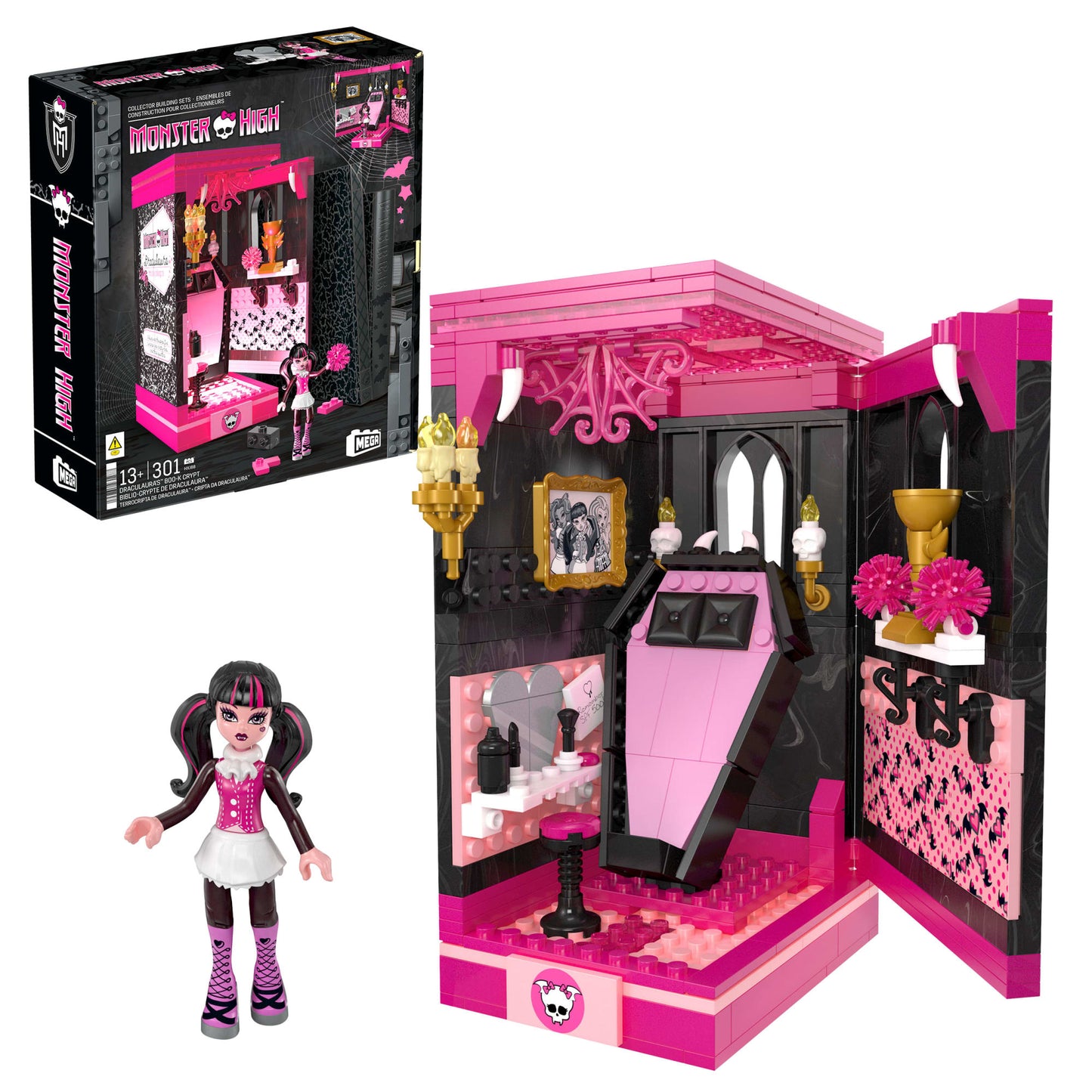 MEGA Monster High Draculaura's Boo-k Crypt Building Toy Kit - Bộ Đồ Chơi Lắp Ráp Hầm Mộ Bí Ẩn - Mattel HXJ88