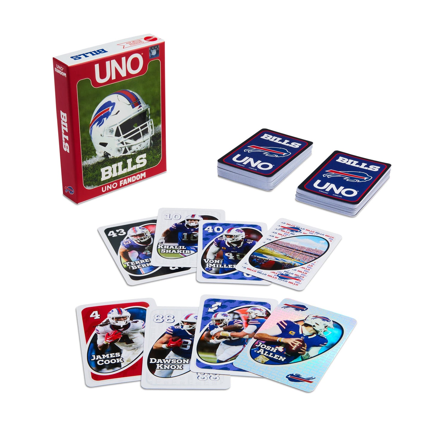 UNO Fandom NFL Buffalo Bills Game Deck - Bộ Bài UNO Thể Thao Sưu Tầm - Mattel Creations - Hình ảnh sản phẩm