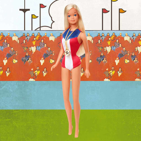Barbie Gold Medal Barbie Doll Búp Bê Sưu Tầm Phiên Bản Tái Hiện 1975 Barbie Signature - Hình ảnh chi tiết 2