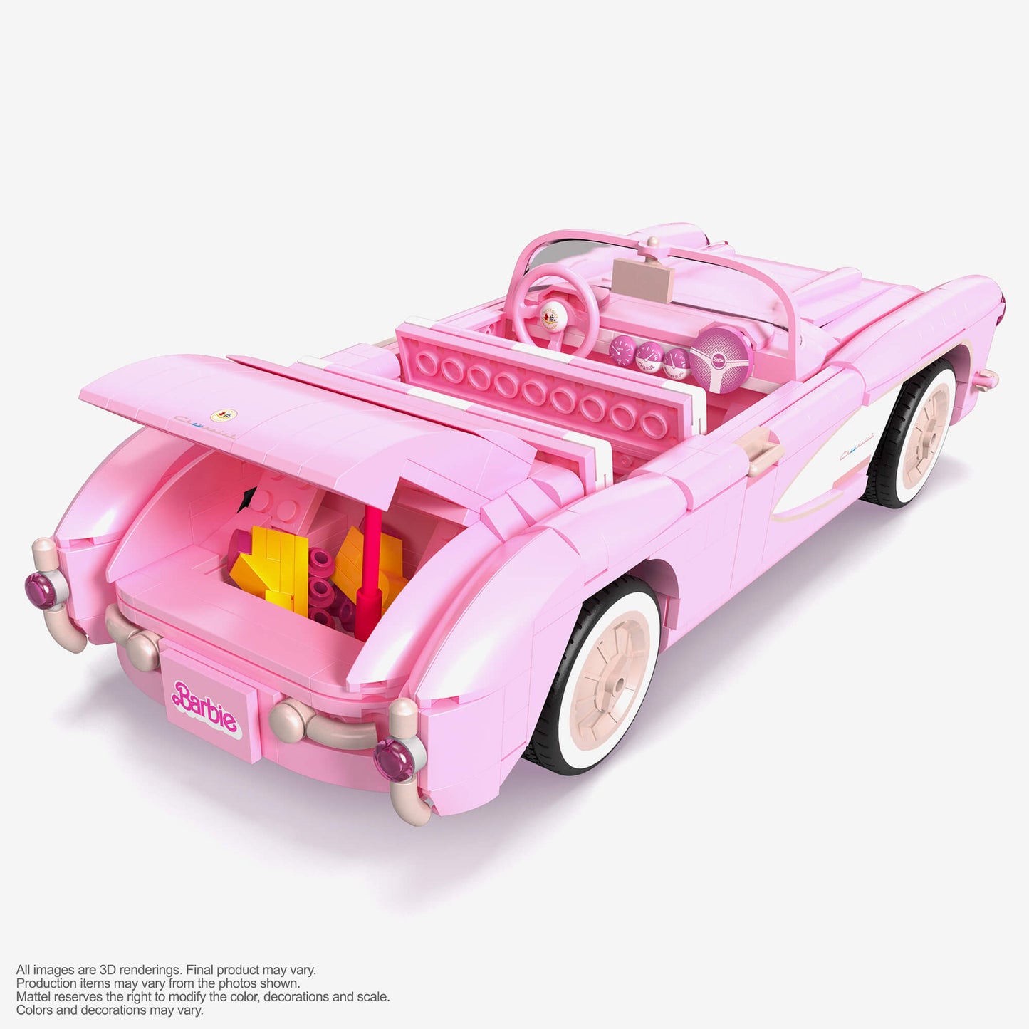 MEGA Barbie The Movie ’56 Corvette Stingray Collector Building Set - Bộ lắp ráp xe mô hình 1:18 Corvette Stingray 1956 - MEGA Barbie