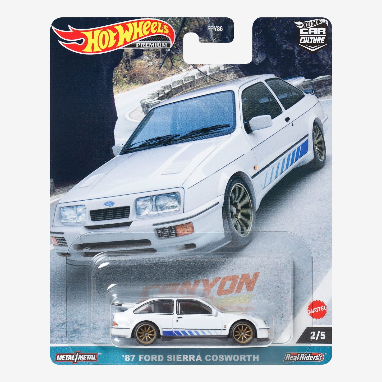 Hot Wheels Premium Car Culture Canyon Warriors – Ford Sierra RS Cosworth - Mô hình xe tỷ lệ 1:64 cao cấp Mattel - Hình ảnh sản phẩm